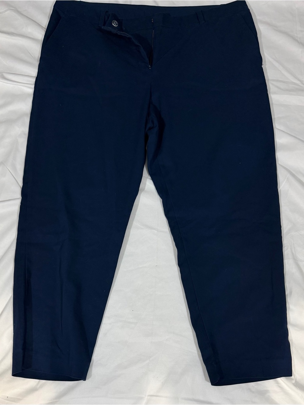 Prologue Navy Tailored Zip-Front Crop Pants